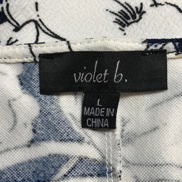 Violet B. Floral Scoop Neck Ruffled Stretch Short Sleeves Sheath Midi Dress L - Picture 3 of 5